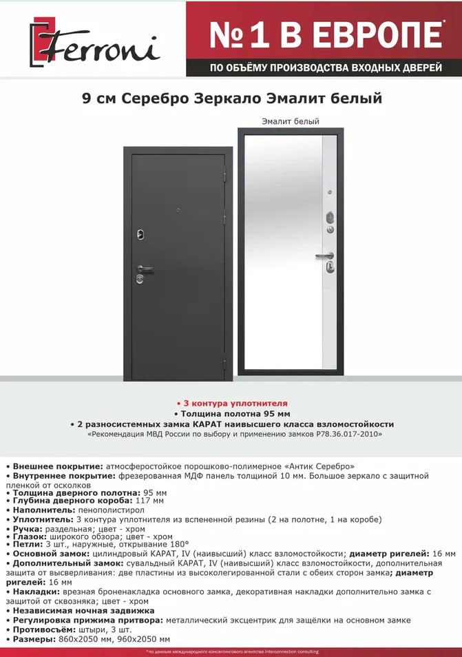 Серебро 9 см Эмалит белый зеркало